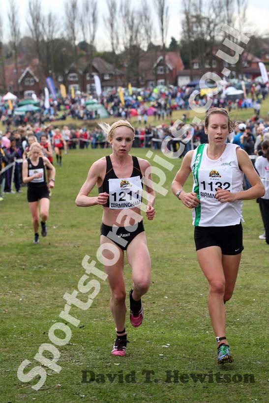 Gemma Steel (Leicestershire) and Steph Twell lead in the Senior Womens McCain Inter Counties Cross Country, Cofton Park, Birmingham.